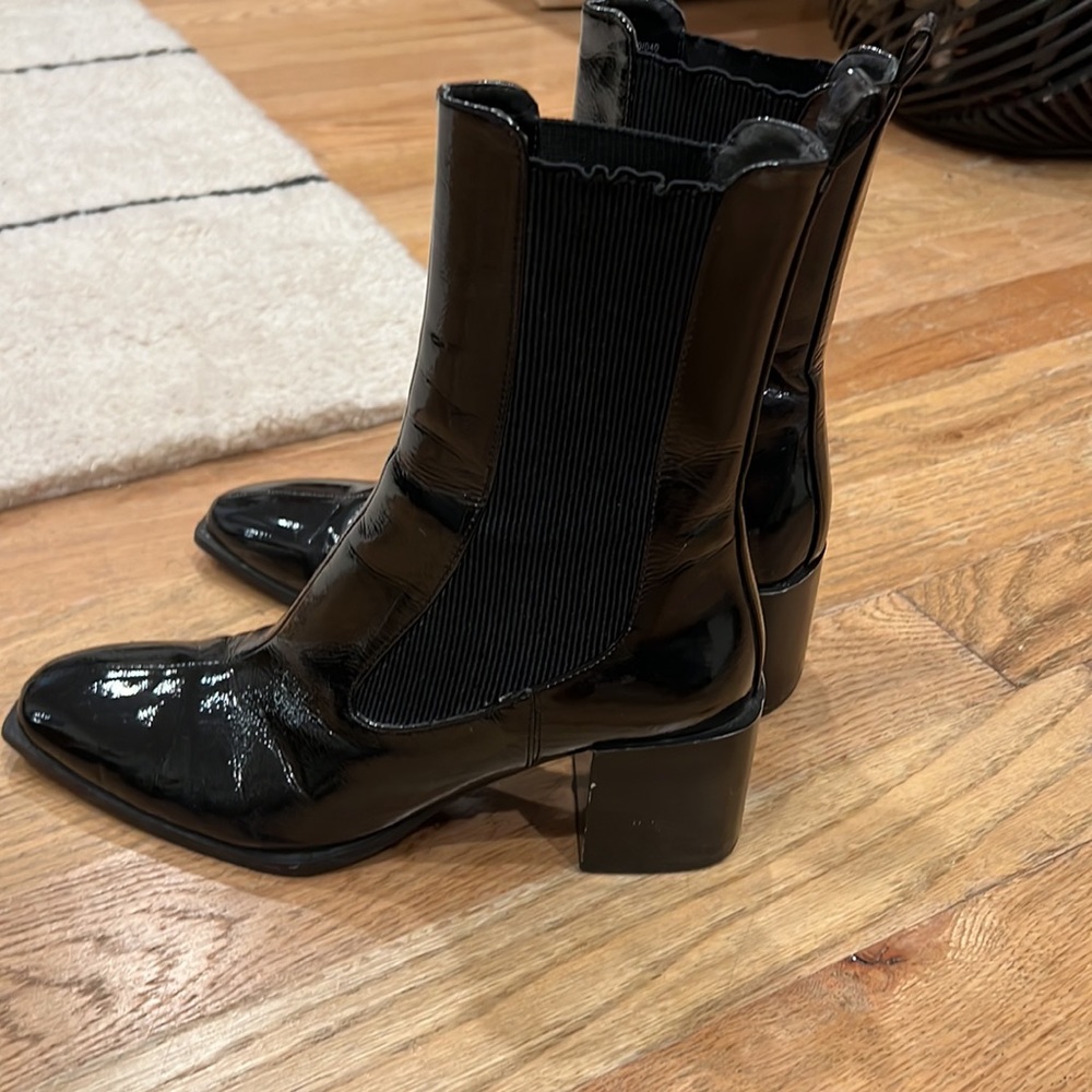Zara Black Patent Leather Boots size 40